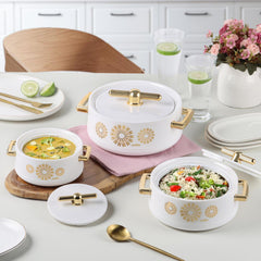 Jewel Insulated Casserole White / 3 Pc Set