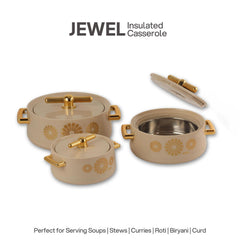 Jewel Insulated Casserole Beige / 3 Pc Set