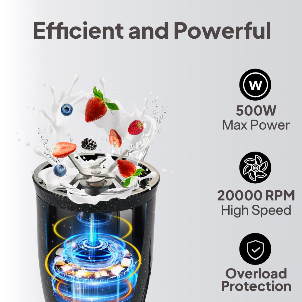 Frutomix Nutri Blend Pro, 500W Multi-Purpose Blender Black, Set of 6 500