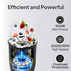 Frutomix Nutri Blend Pro, 500W Multi-Purpose Blender Black, Set of 6 500