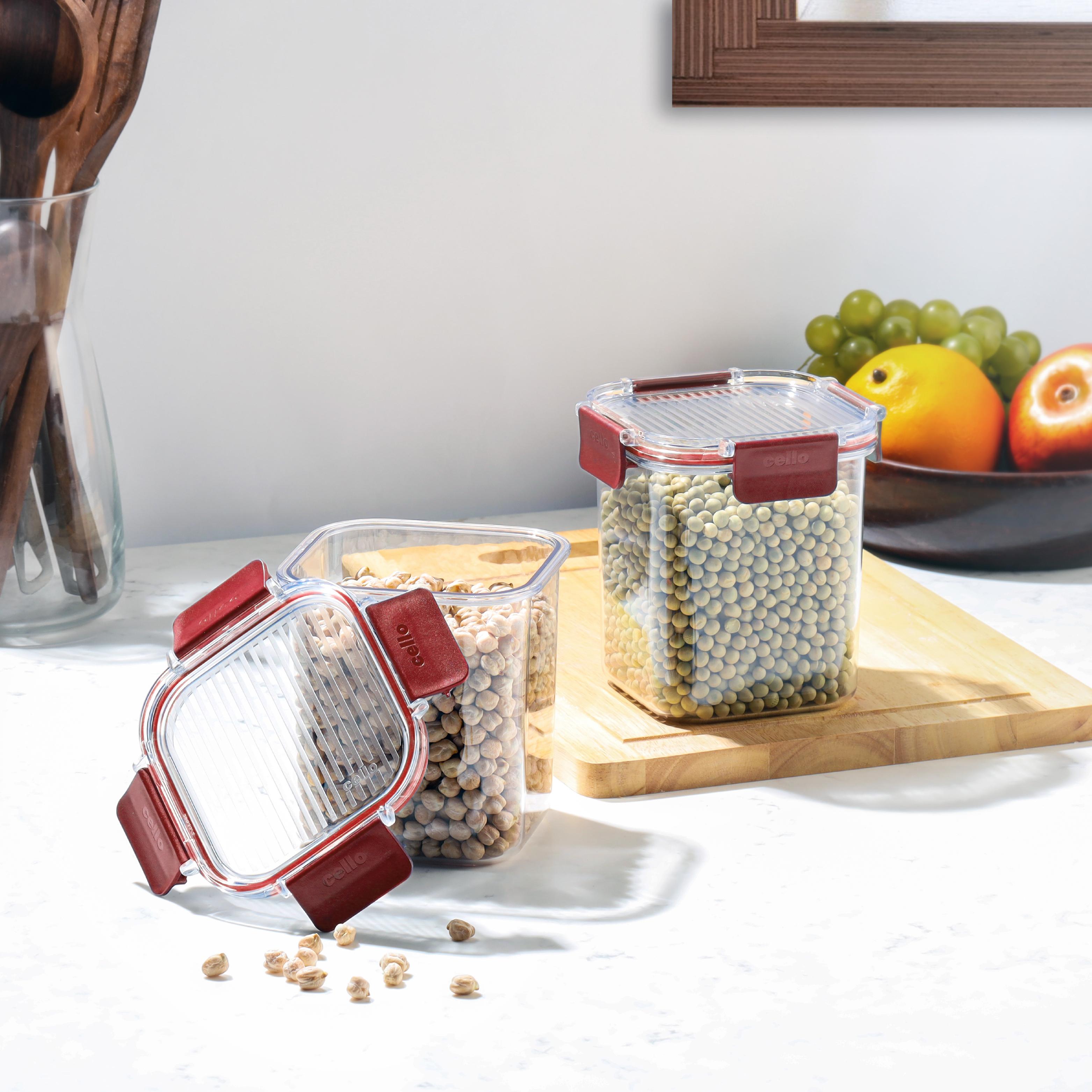 Stack Lock Canister, Set of 2 Maroon / 900ml