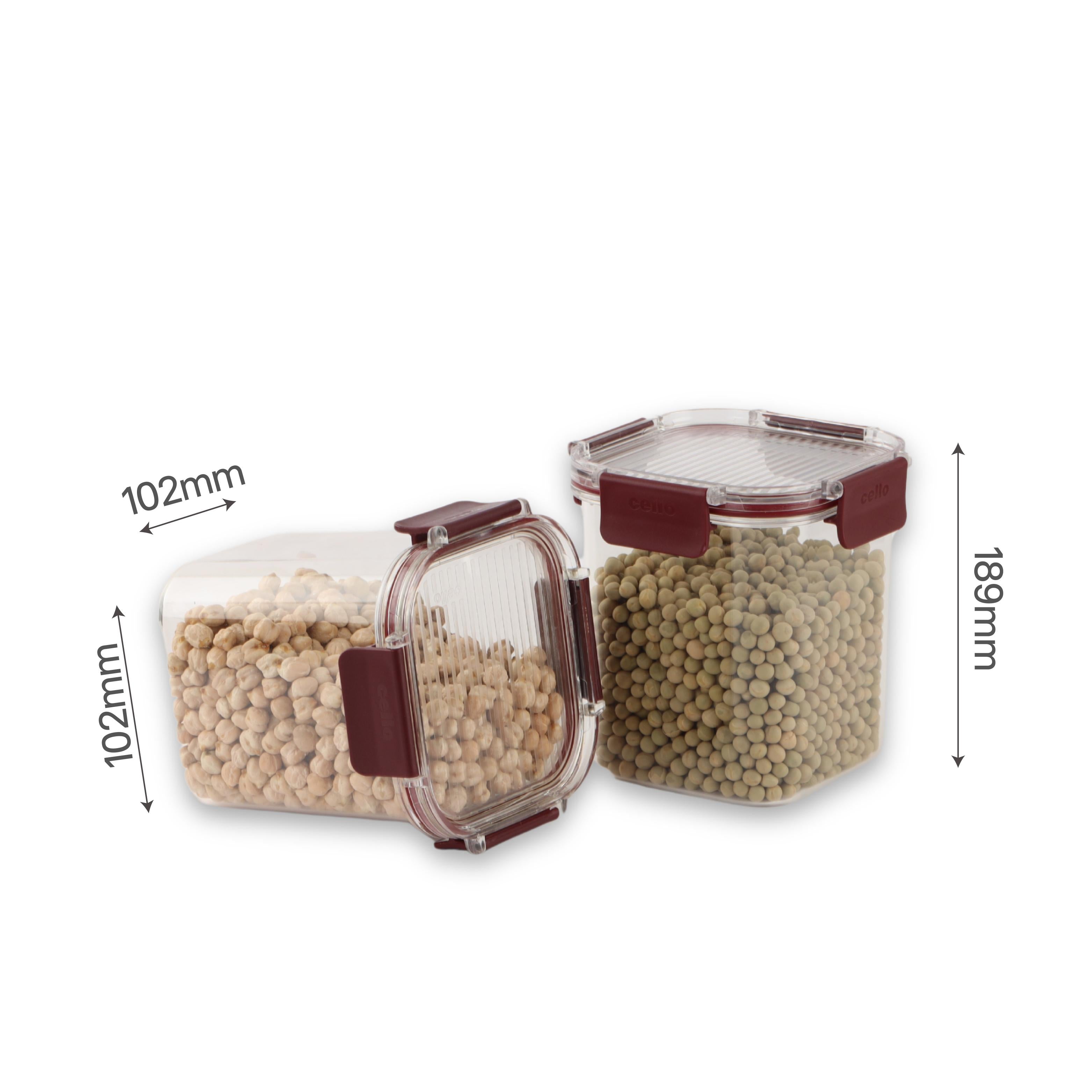Stack Lock Canister, Set of 2 Maroon / 900ml
