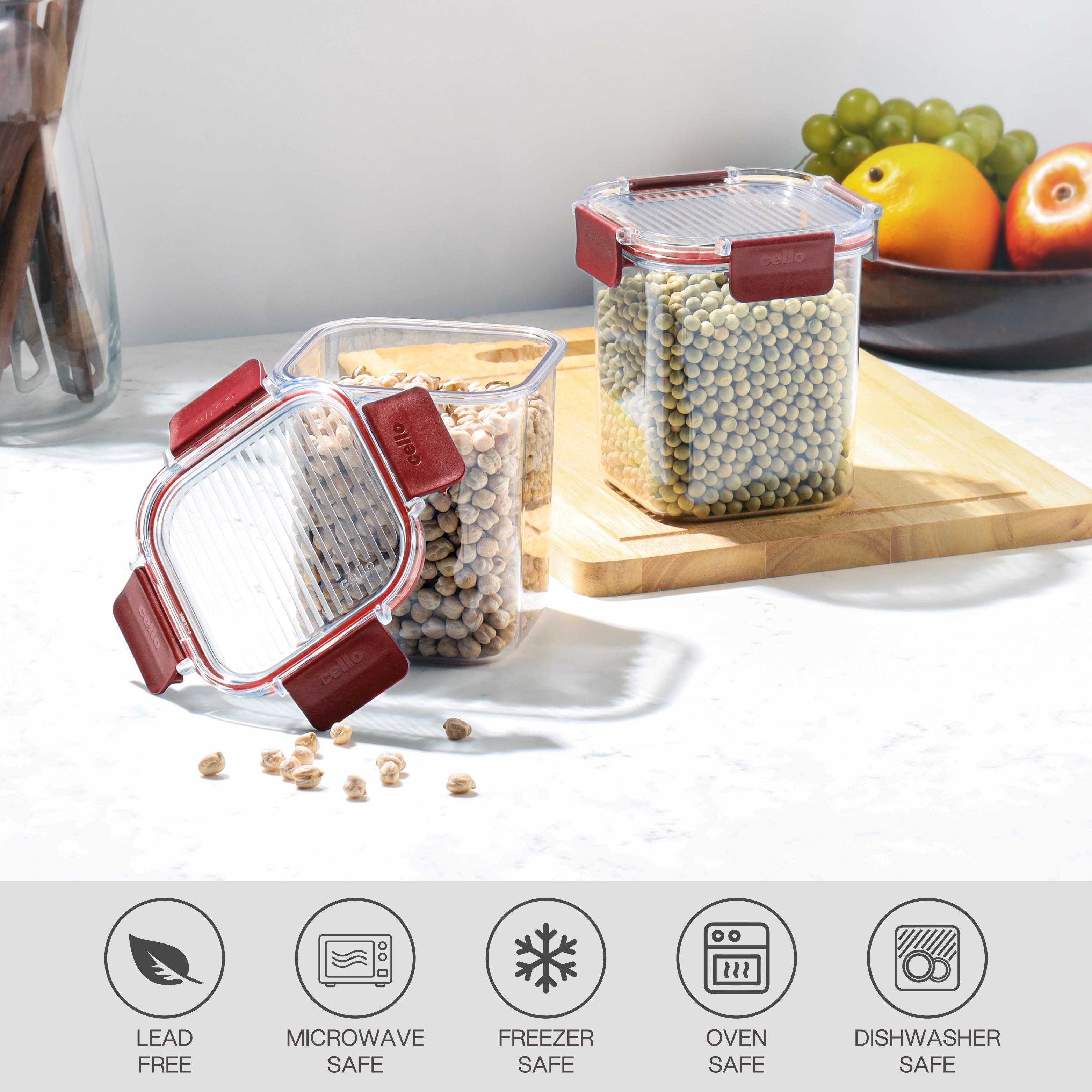 Stack Lock Canister, Set of 2 Maroon / 900ml