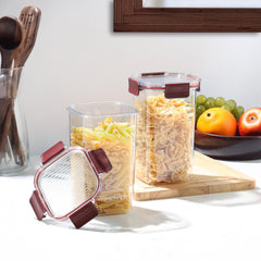 Stack Lock Canister, Set of 2 Maroon / 1.3 L
