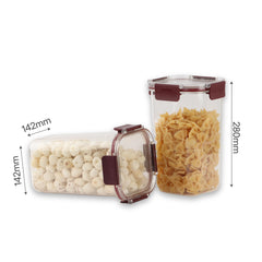 Stack Lock Canister, Set of 2 Maroon / 1.3 L