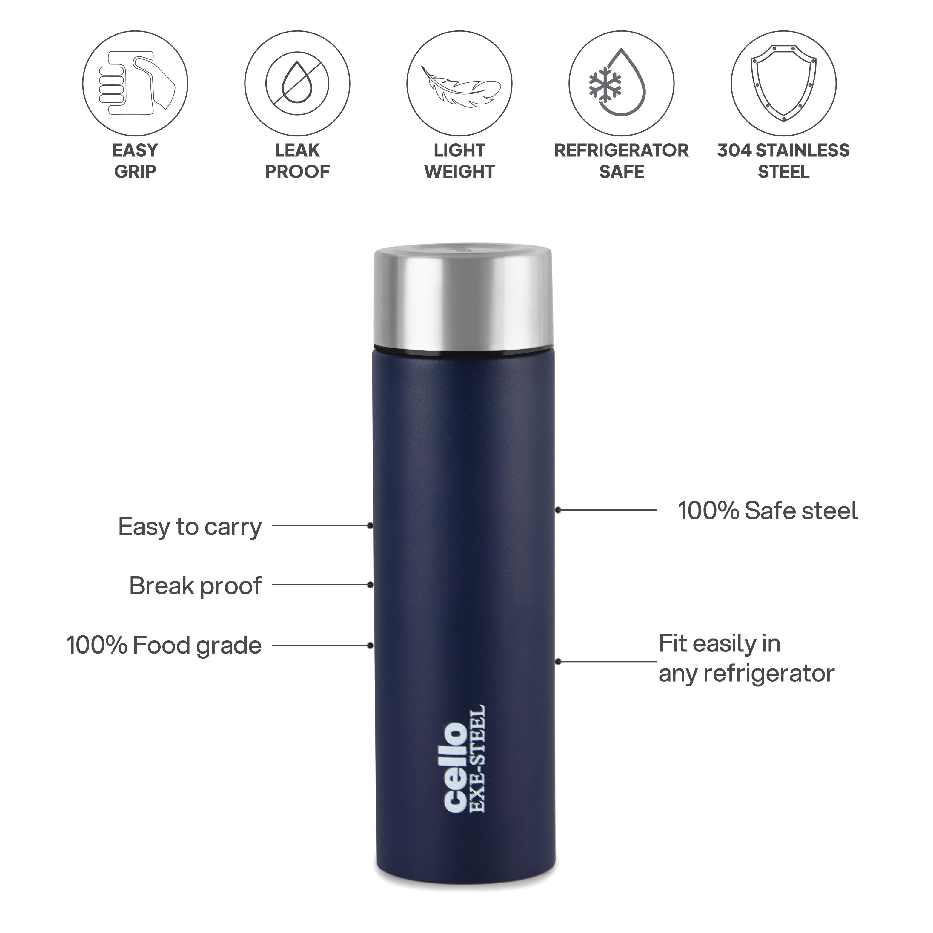H2O Matt Stainless Steel Bottle, 1000ml Navy Blue / 1000 ml