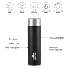 H2O Matt Stainless Steel Bottle, 1000ml Black / 1000 ml