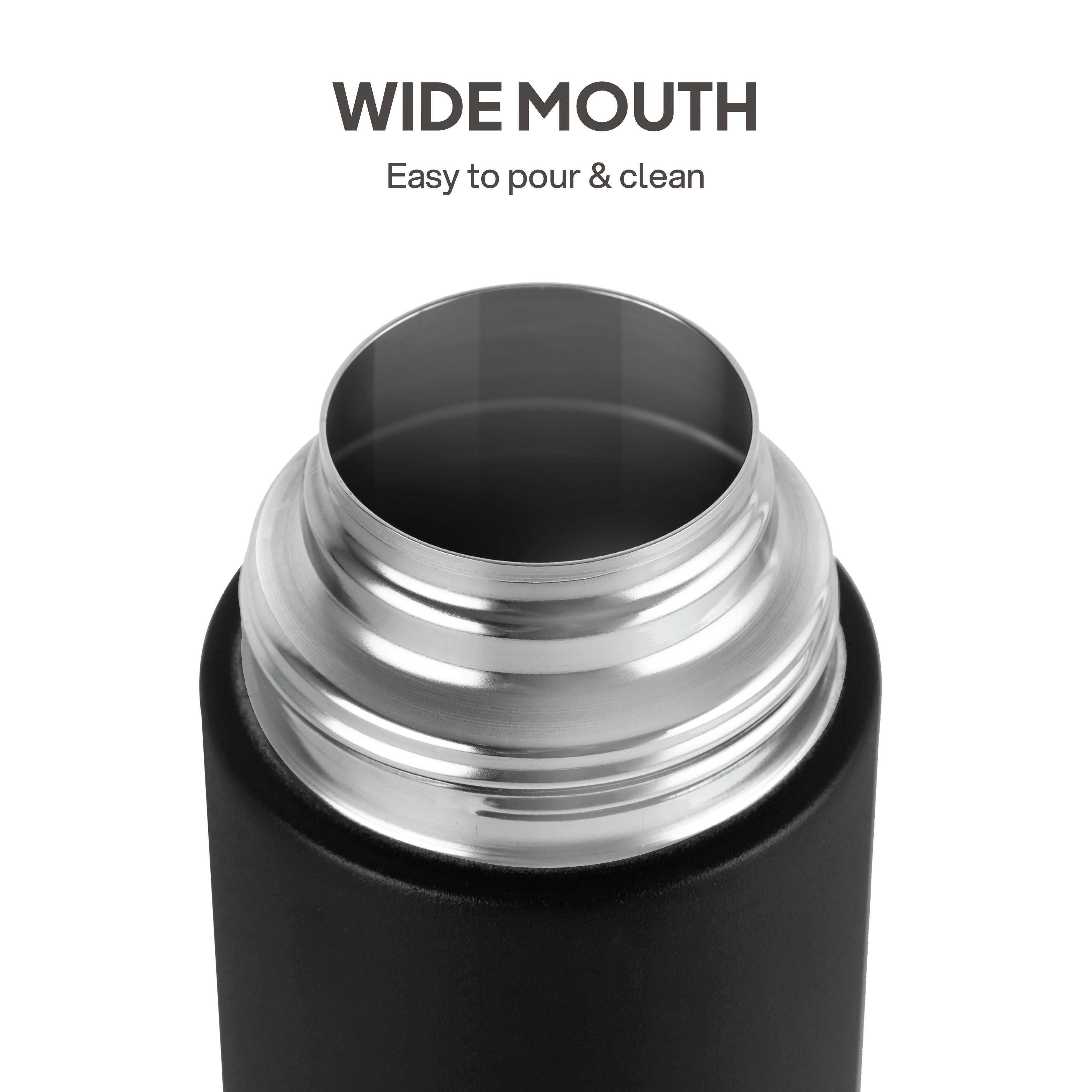 H2O Matt Stainless Steel Bottle, 1000ml Black / 1000 ml