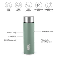 H2O Matt Stainless Steel Bottle, 1000ml Light Green / 1000 ml