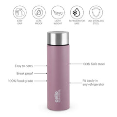 H2O Matt Stainless Steel Bottle, 1000ml Light Pink / 1000 ml