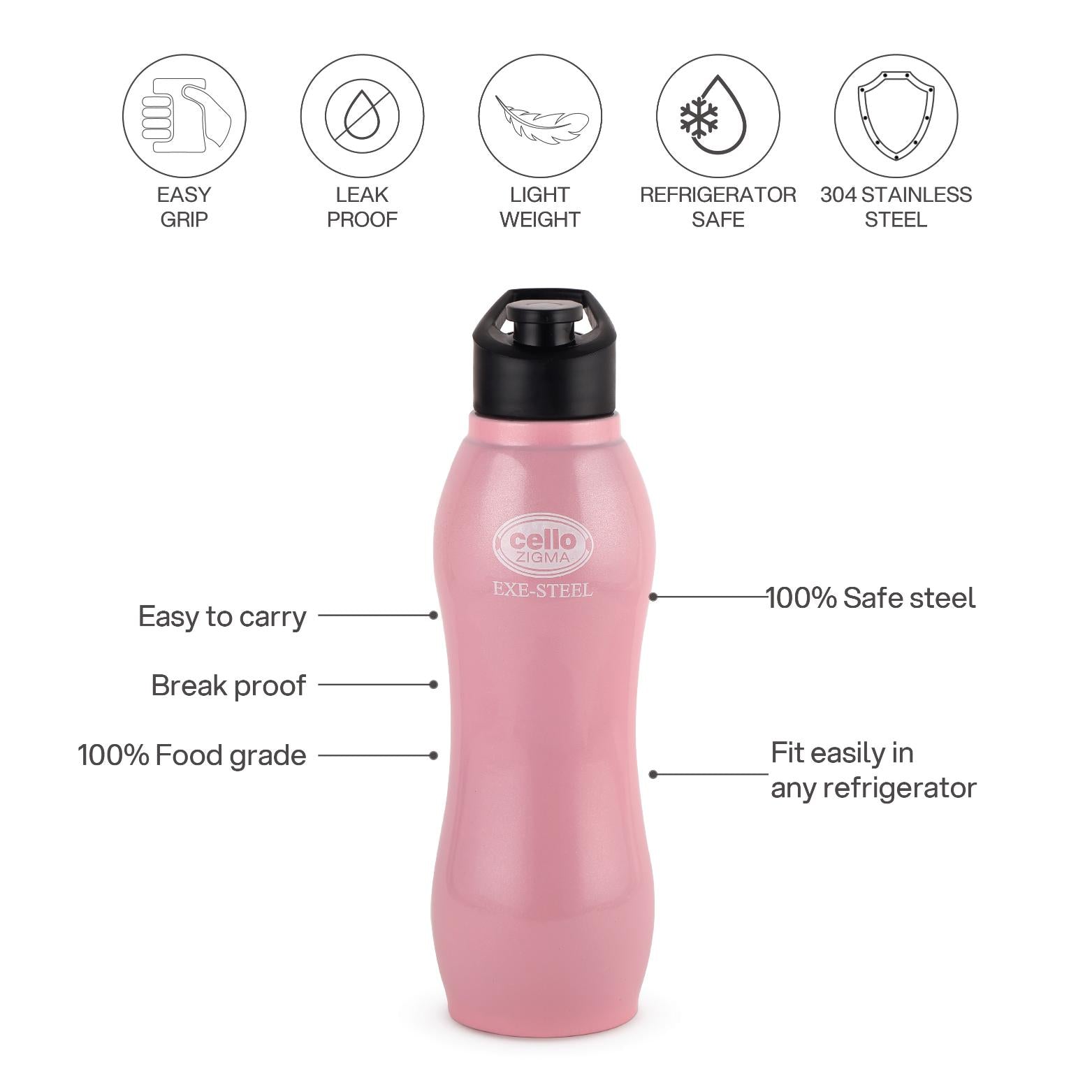 Zigma Exe Single Walled Stainless Steel Flask, 1000ml Pink / 1000 ml