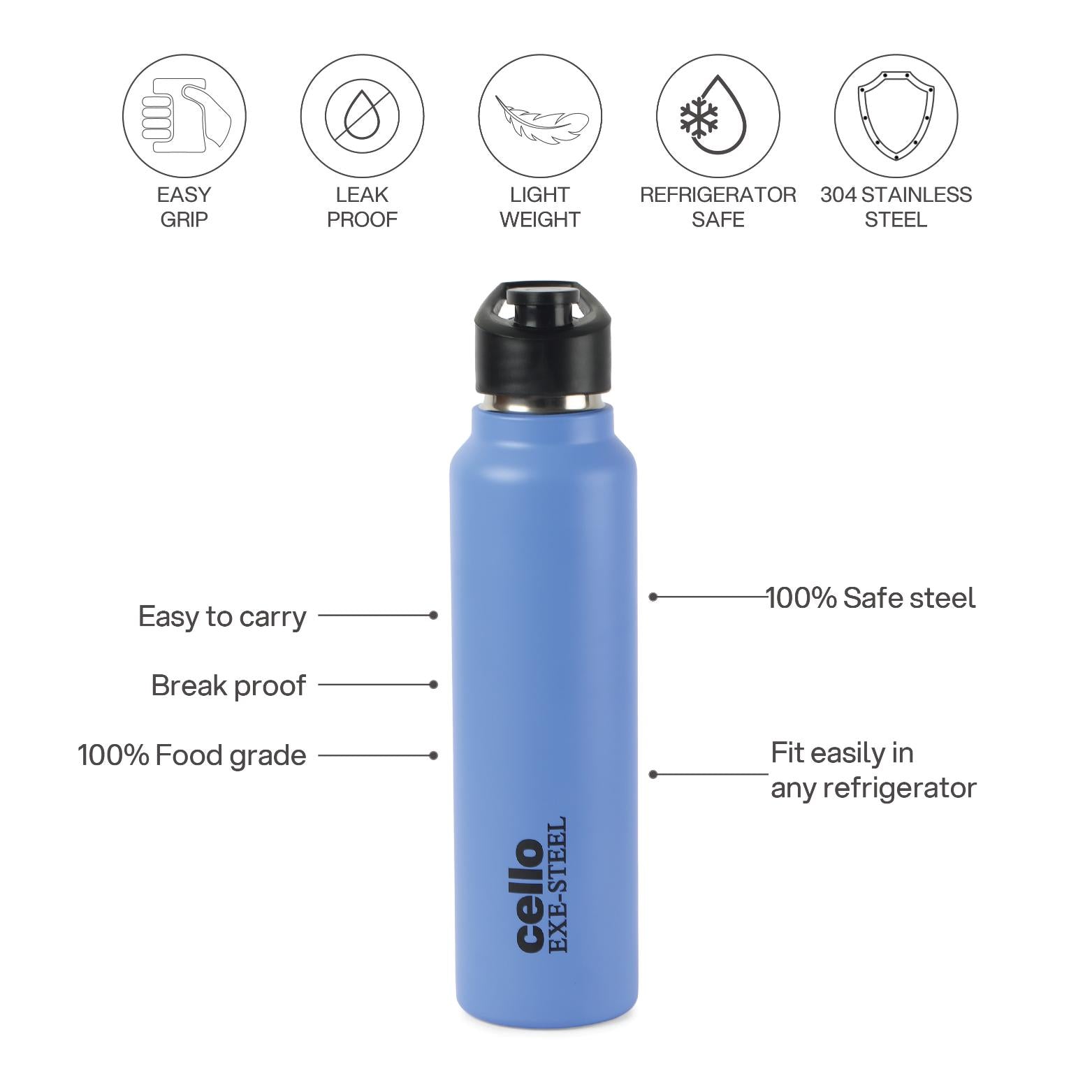 Solido Exe Single Walled Stainless Steel Bottle Blue / 1000 ml