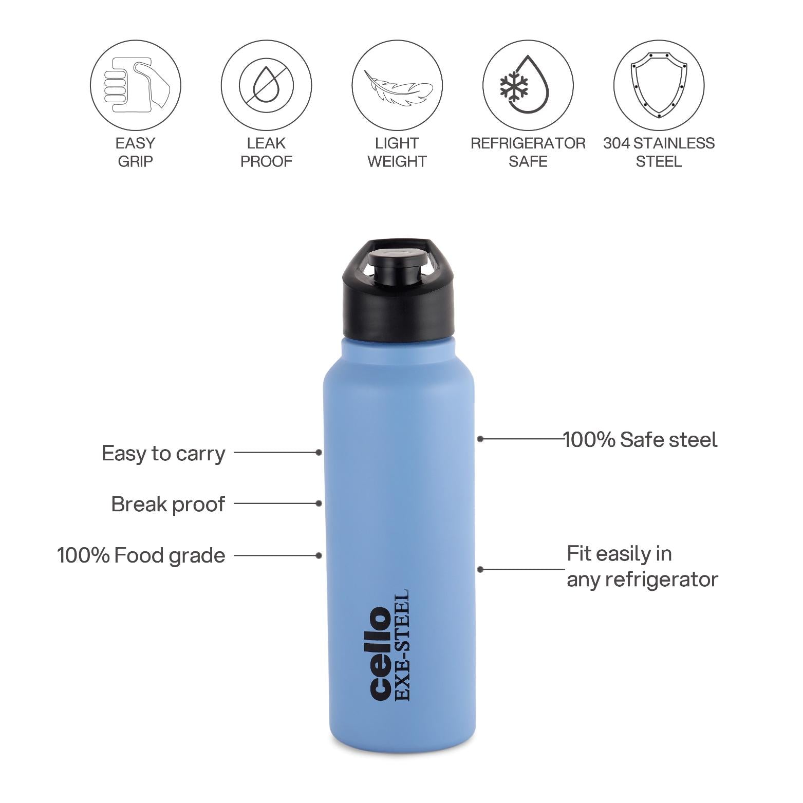 Solido Exe Single Walled Stainless Steel Bottle Blue / 800 ml