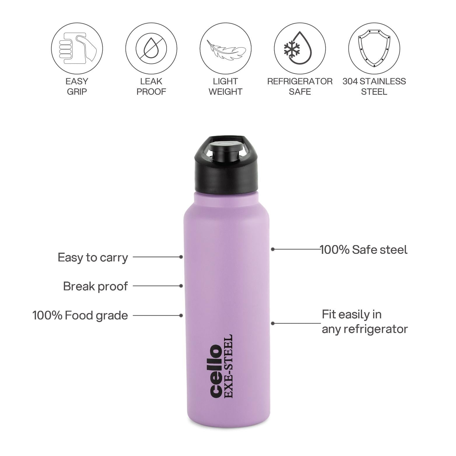 Solido Exe Single Walled Stainless Steel Bottle Purple / 800 ml