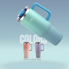 Quench Pro 1200 Insulated Travel Tumbler with Handle, Lid & Straw Sea Green / 1200ml