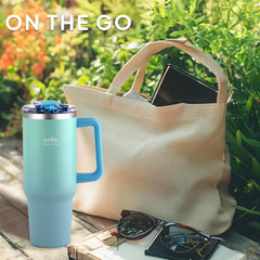 Quench Pro 1200 Insulated Travel Tumbler with Handle, Lid & Straw Sea Green / 1200ml