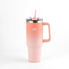 Quench Pro 1200 Insulated Travel Tumbler with Handle, Lid & Straw Blush Peach / 1200ml