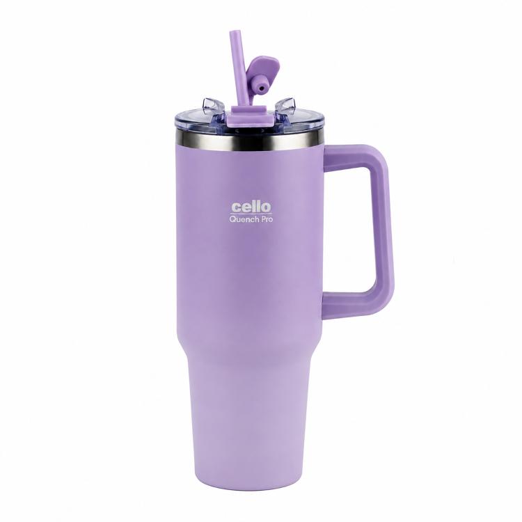 Quench Pro 1200 Insulated Travel Tumbler with Handle, Lid & Straw Rich Lilac / 1200ml