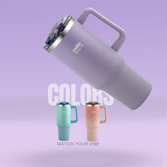 Quench Pro 1200 Insulated Travel Tumbler with Handle, Lid & Straw Rich Lilac / 1200ml