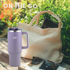 Quench Pro 1200 Insulated Travel Tumbler with Handle, Lid & Straw Rich Lilac / 1200ml