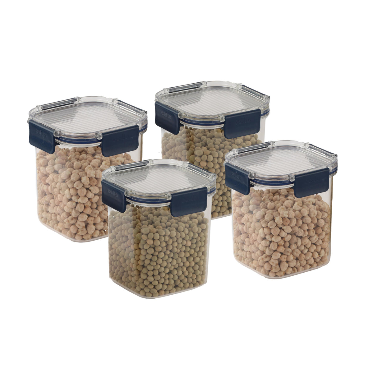 Stack Lock Glass Storage Jar, Set of 4 Blue