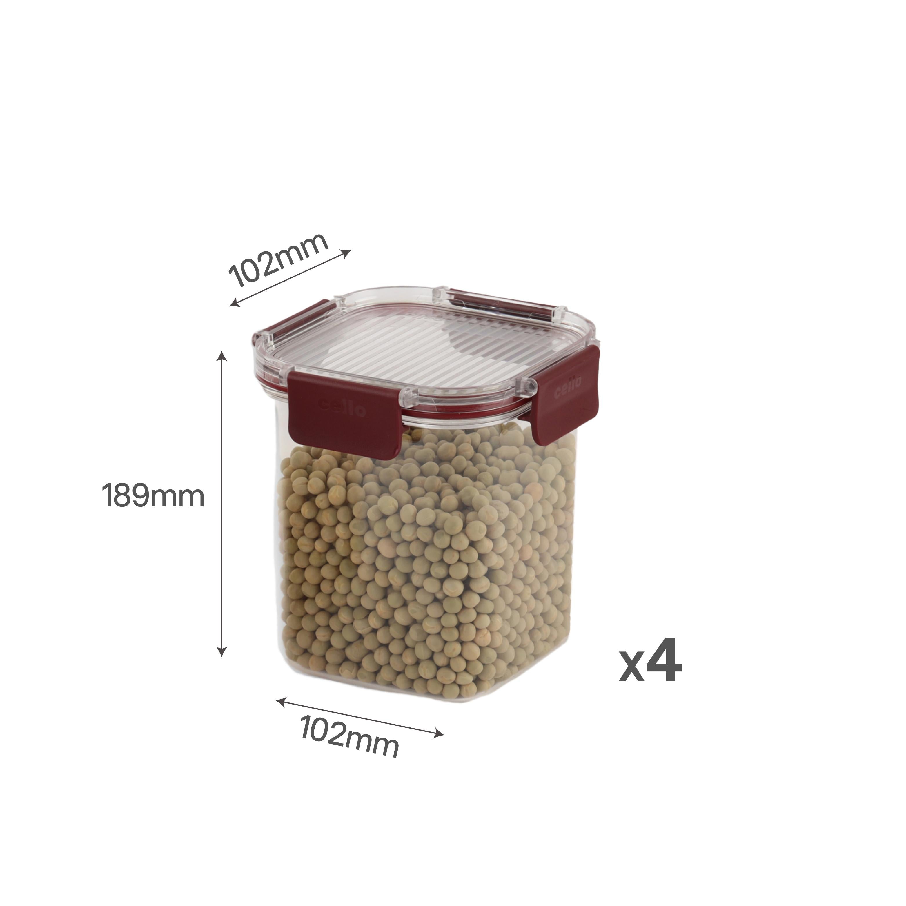 Stack Lock Glass Storage Jar, Set of 4 Maroon