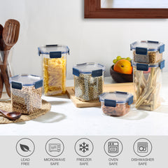 Stack Lock Storage Jar, Set of 6 Blue