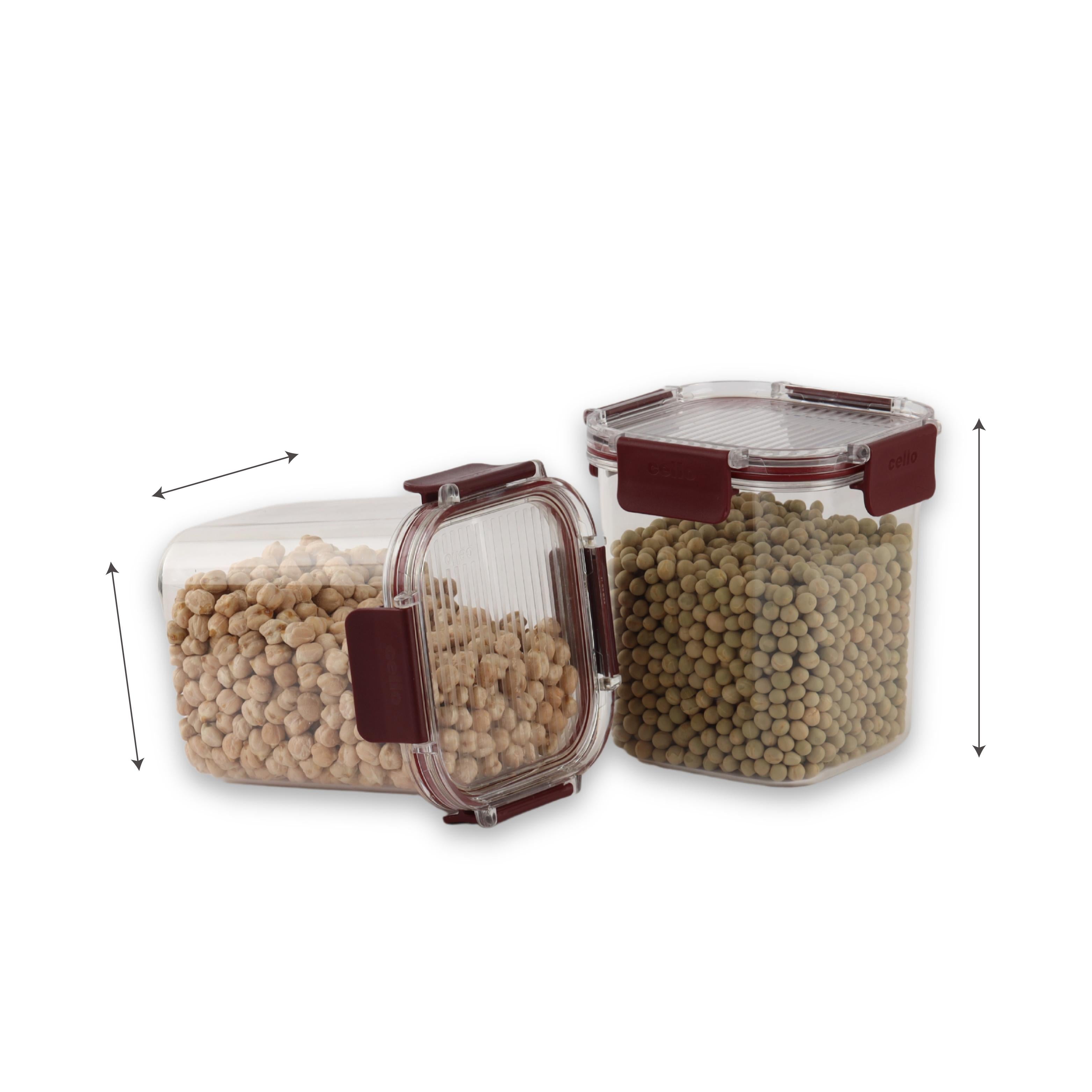 Stack Lock Storage Jar, Set of 6 Maroon