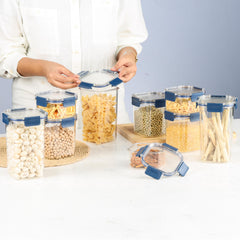 Stack Lock Glass Storage Jar, Set of 9 Blue