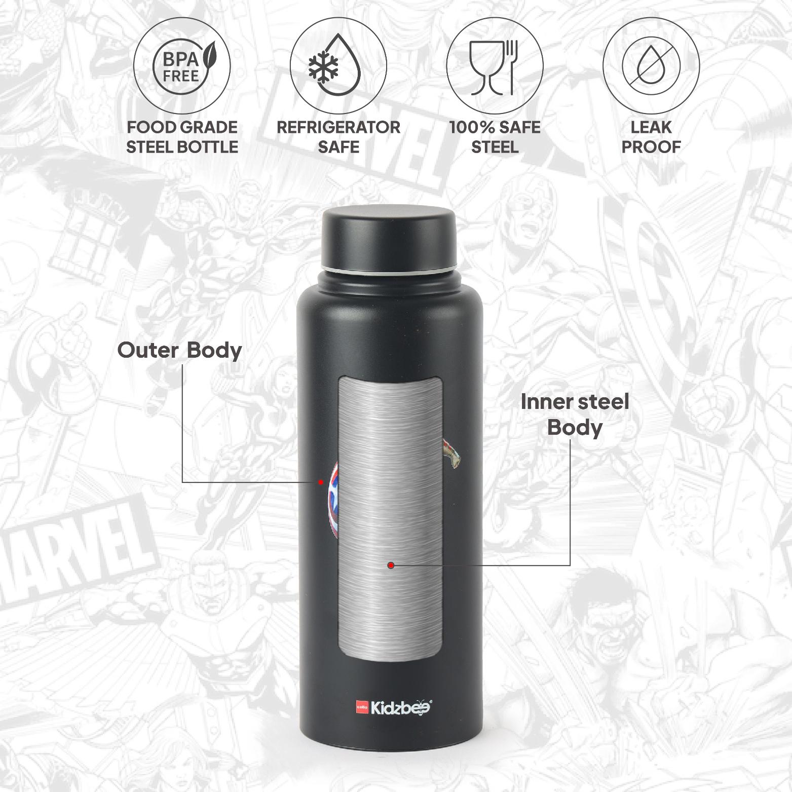 Vortex Kids Steel Water Bottle 3D Design, 720 ml Captain America / 720 ml
