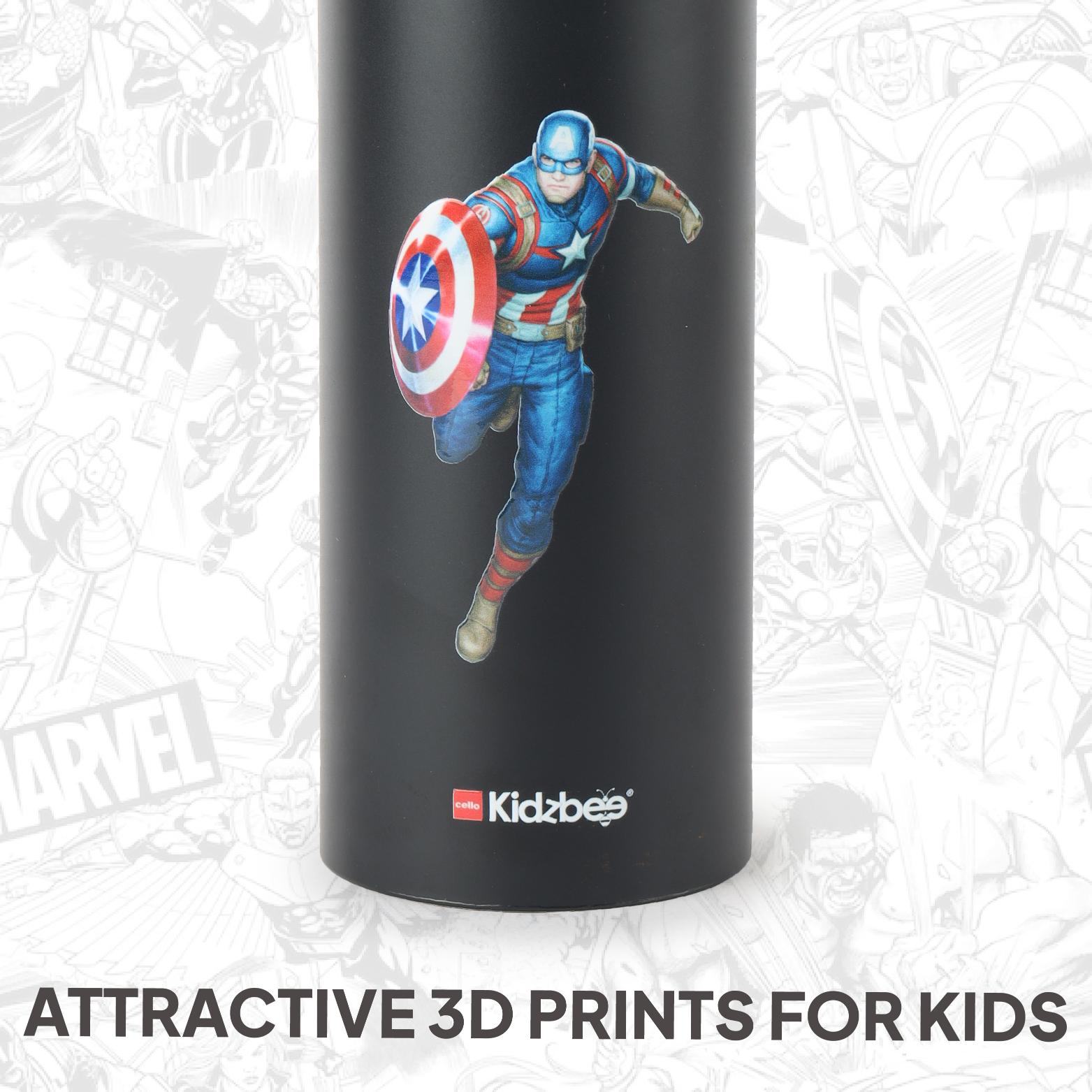 Vortex Kids Steel Water Bottle 3D Design, 720 ml Captain America / 720 ml
