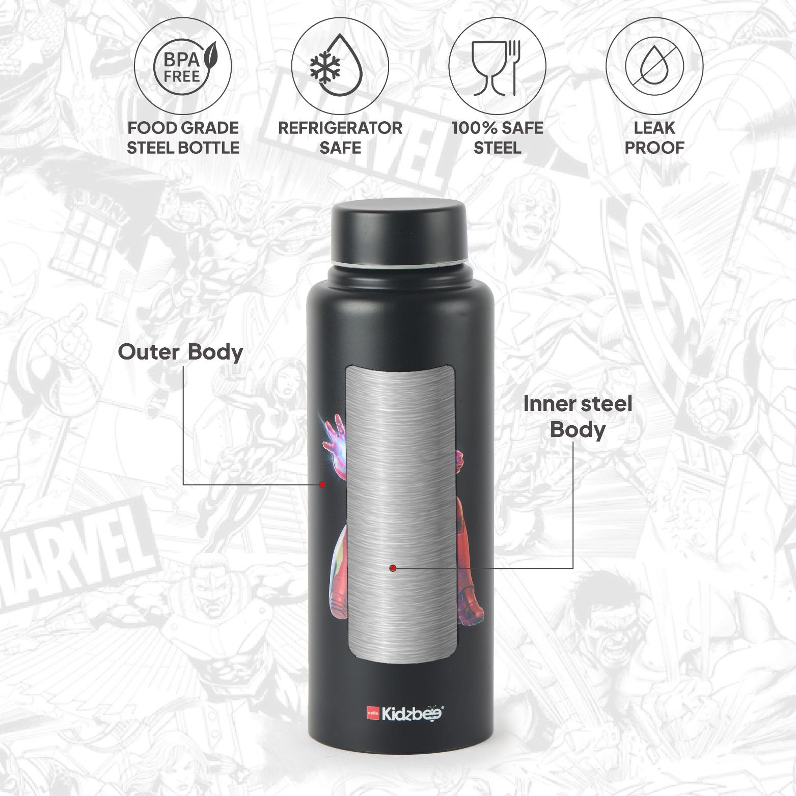Vortex Kids Steel Water Bottle 3D Design, 720 ml Iron Man / 720 ml