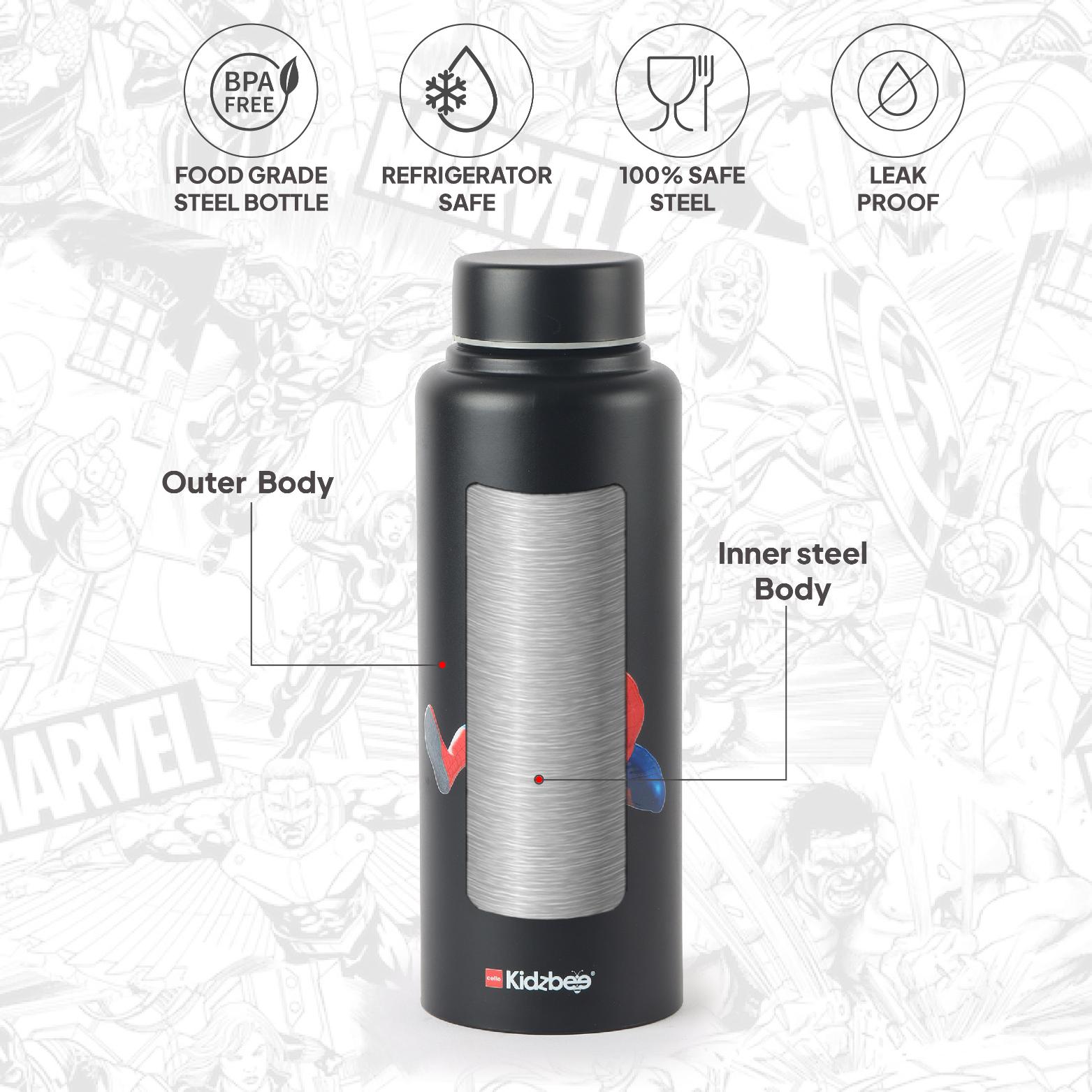Vortex Kids Steel Water Bottle 3D Design, 720 ml Spiderman / 720 ml