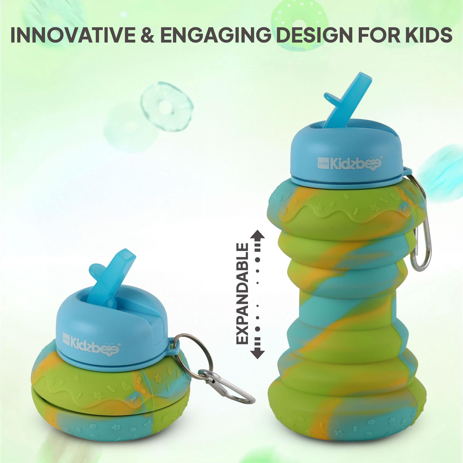 Expando Donut 600 Kids Silicone Bottle, 550 ml Blue