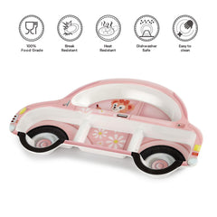 Melmo Racers Kids Melamine Plate, 1 Piece Pink