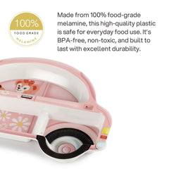 Melmo Racers Kids Melamine Plate, 1 Piece Pink