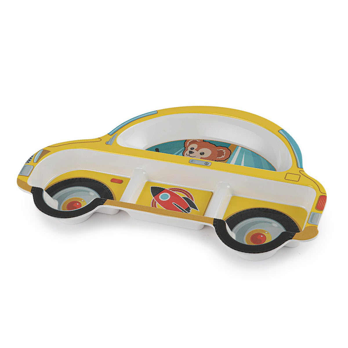 Melmo Racers Kids Melamine Plate, 1 Piece Yellow