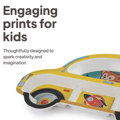 Melmo Racers Kids Melamine Plate, 1 Piece Yellow