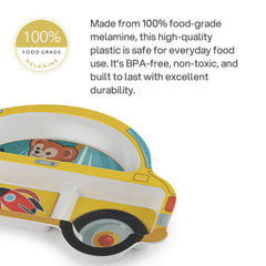 Melmo Racers Kids Melamine Plate, 1 Piece Yellow