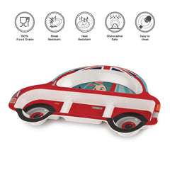 Melmo Racers Kids Melamine Plate, 1 Piece Red