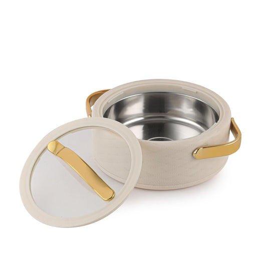 Velvetto Deluxe Insulated Steel Casserole with Glass lid Cream / 1500ml