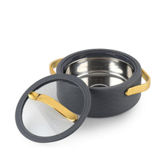 Velvetto Deluxe Insulated Steel Casserole with Glass lid Grey / 1500ml