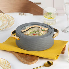Velvetto Deluxe Insulated Steel Casserole with Glass lid Grey / 1500ml