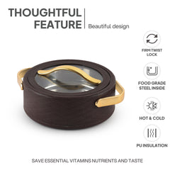 Velvetto Deluxe Insulated Steel Casserole with Glass lid Brown / 1500ml