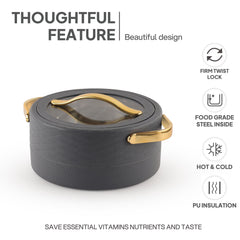 Velvetto Deluxe Insulated Steel Casserole with Glass lid Grey / 2000ml