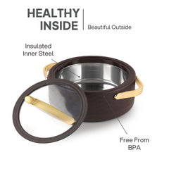 Velvetto Deluxe Insulated Steel Casserole with Glass lid Brown / 2000ml