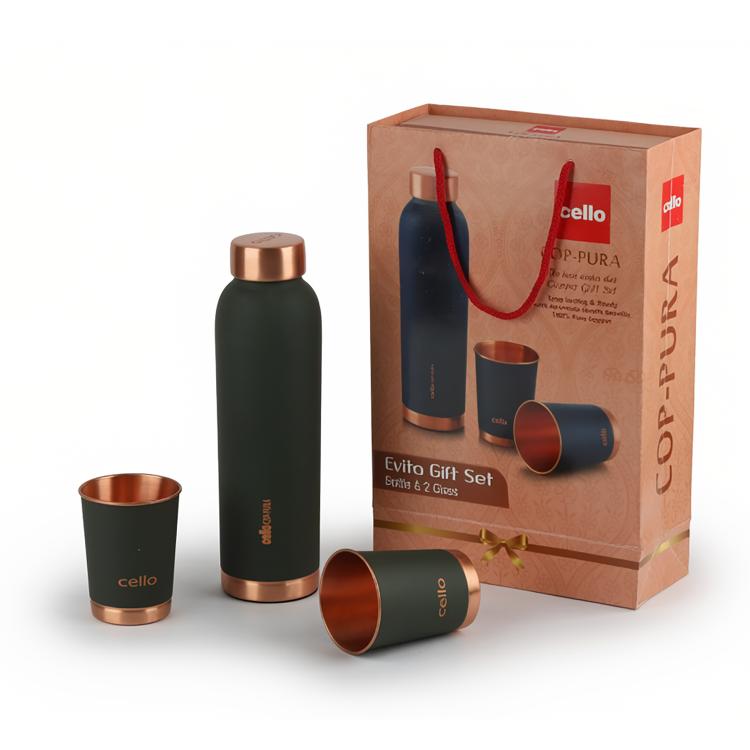 Evita Copper Gifts, Set of 3 Green