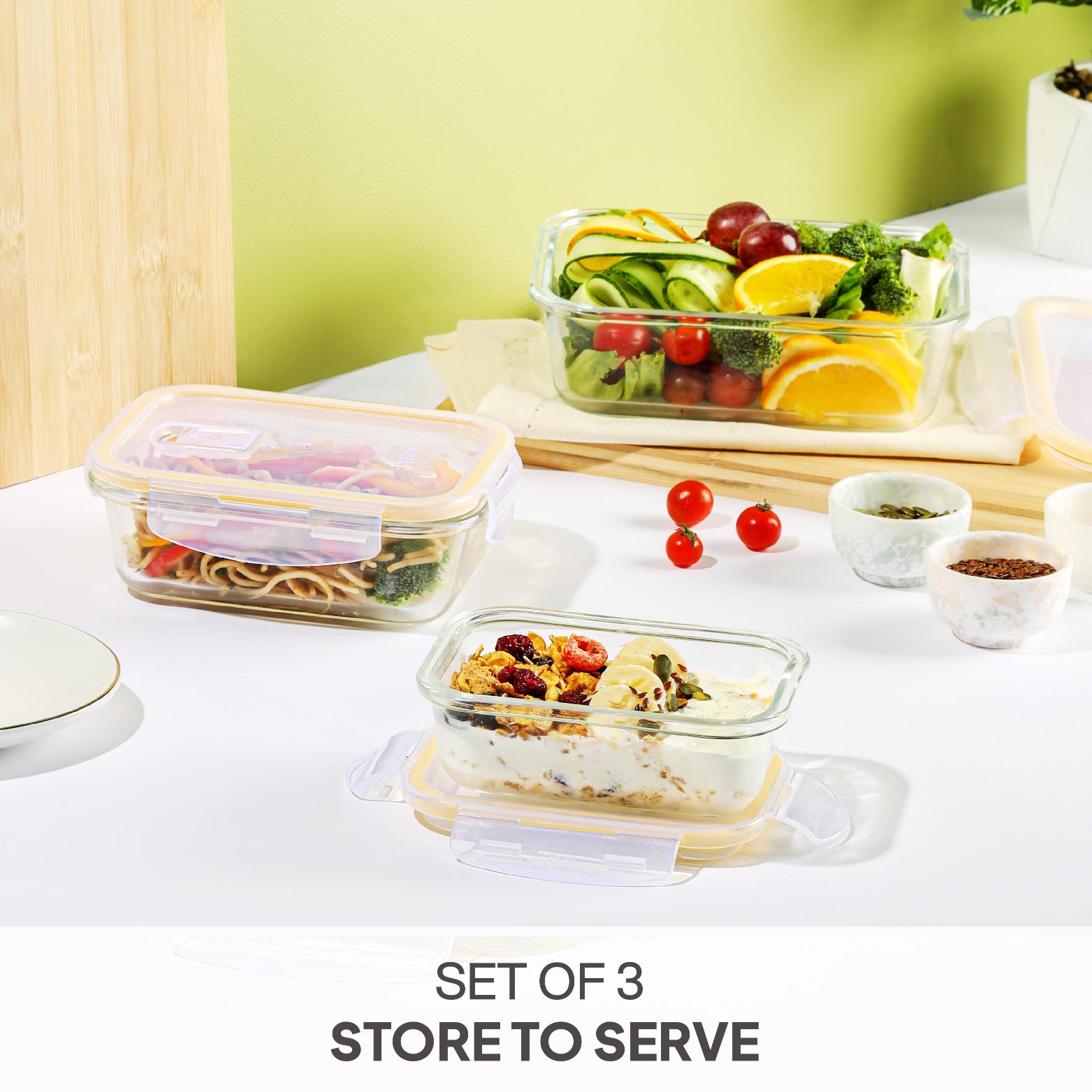 Fit & Fresh Royale Glass Container 3 Pcs / Rectangle