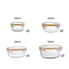 Fit & Fresh Royale Glass Container 4 Pcs / Round