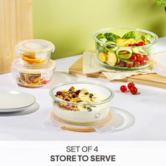 Fit & Fresh Royale Glass Container 4 Pcs / Round